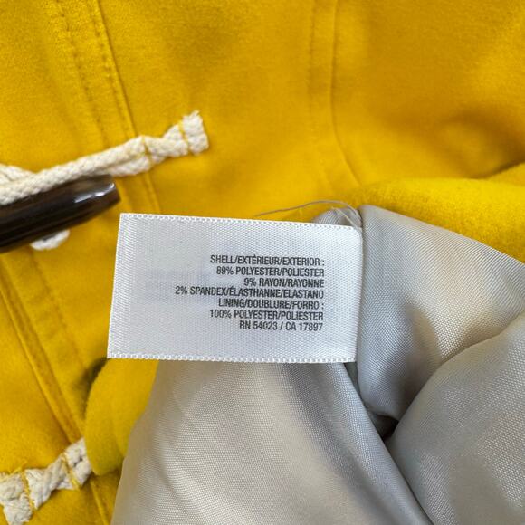 Old Navy Y2K 2012 Bright Yellow Felt Toggle Hooded Winter Peacoat - Picture 11 of 12